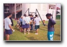 Residents warming up before playing soccer - Click to enlarge